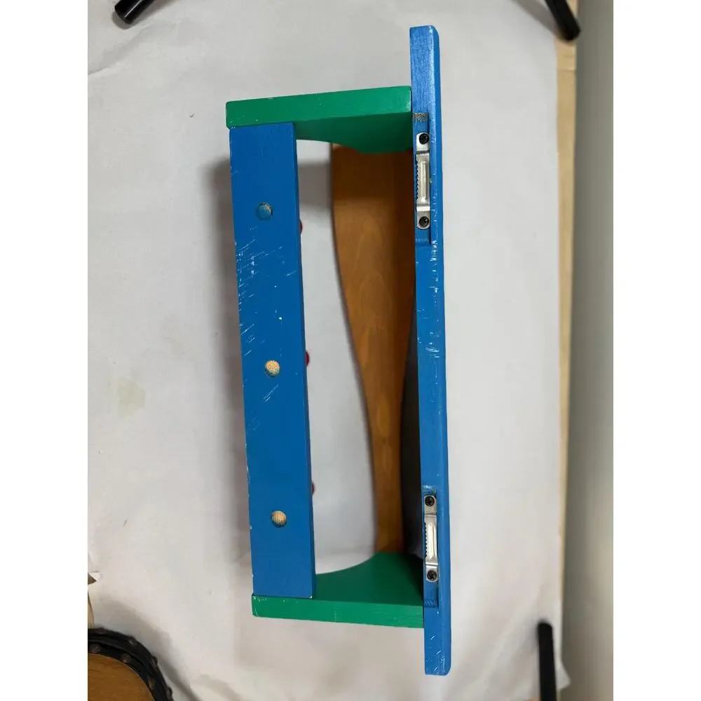 Vintage Handmade Baseball Bat Wall Hooks Kids Room Coat Rack Blue Green Sports